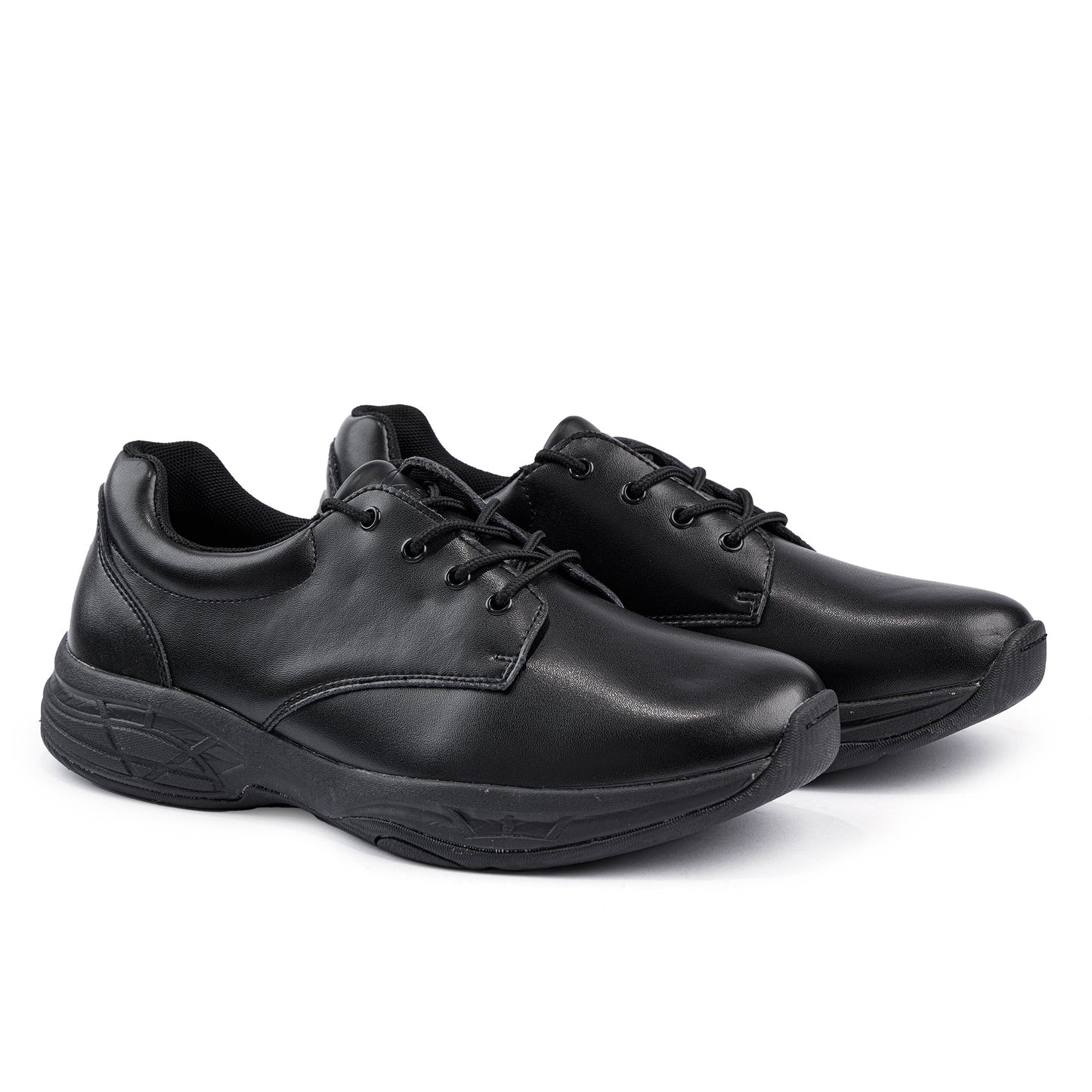 Alex Senior Leather Lace Up School Shoe - Black-1