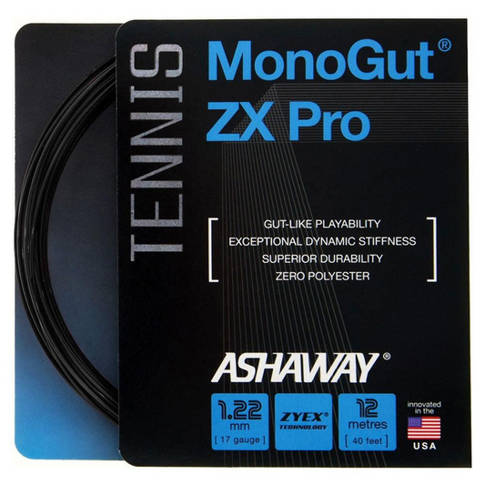 Ashaway MonoGut ZX Pro Tennis Racquet Strings - Black (1.22mm / 17 Gauge)