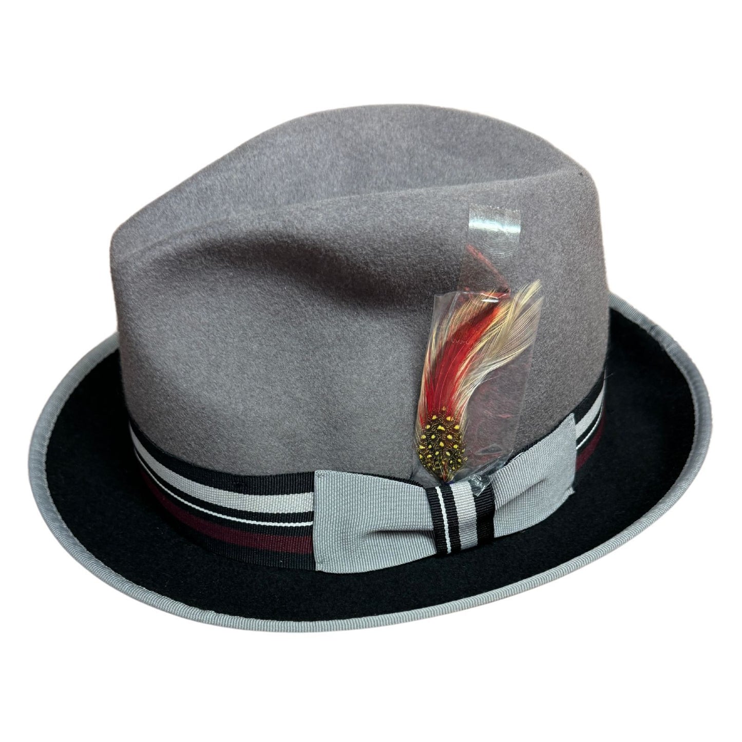 Mens 100% Lana Wool Trilby Fedora Hat in Grey/Black - One Size-1