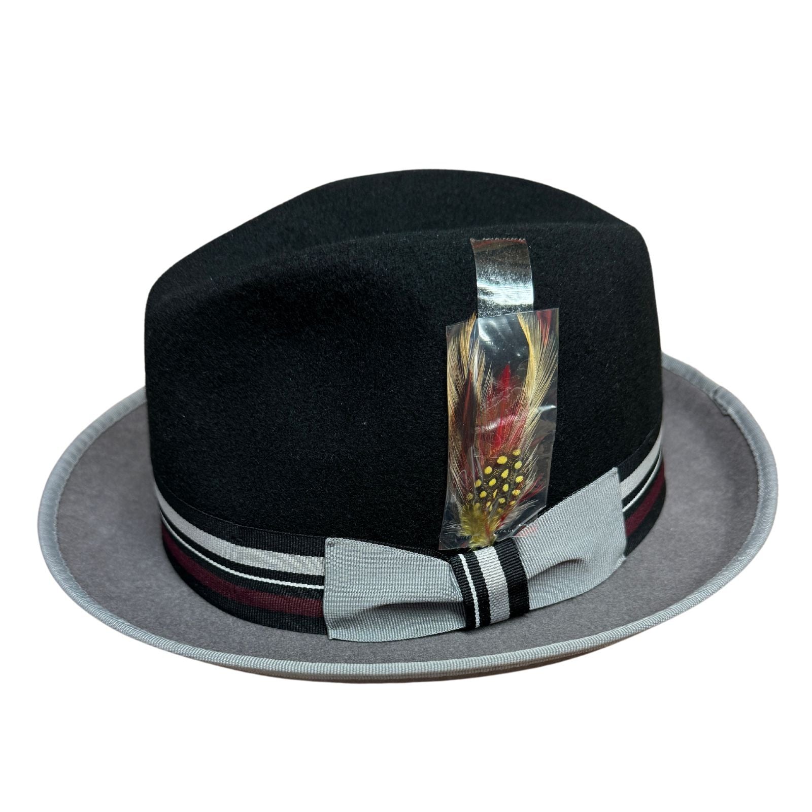 Mens 100% Lana Wool Trilby Fedora Hat in Black/Grey - One Size-0