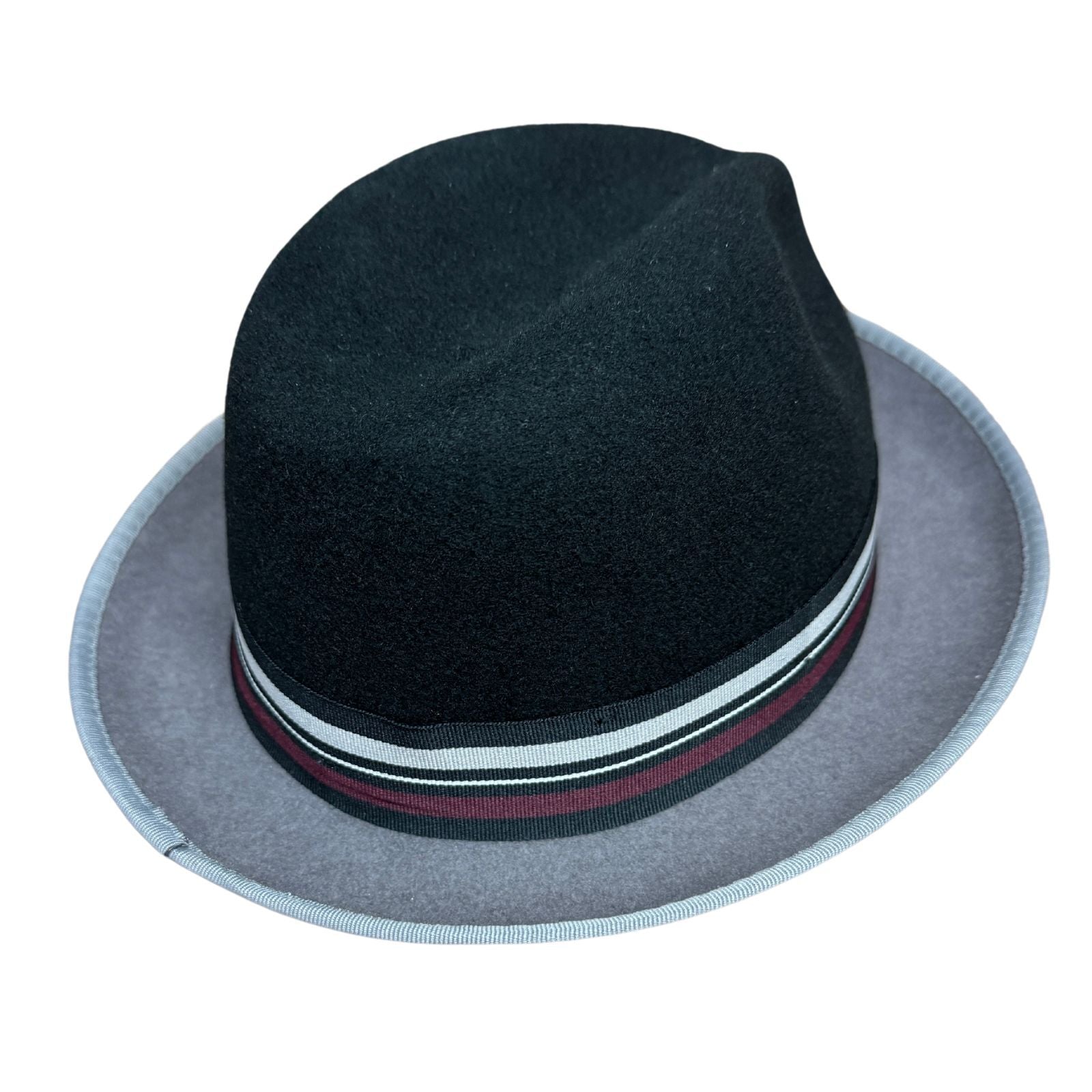 Mens 100% Lana Wool Trilby Fedora Hat in Black/Grey - One Size-3