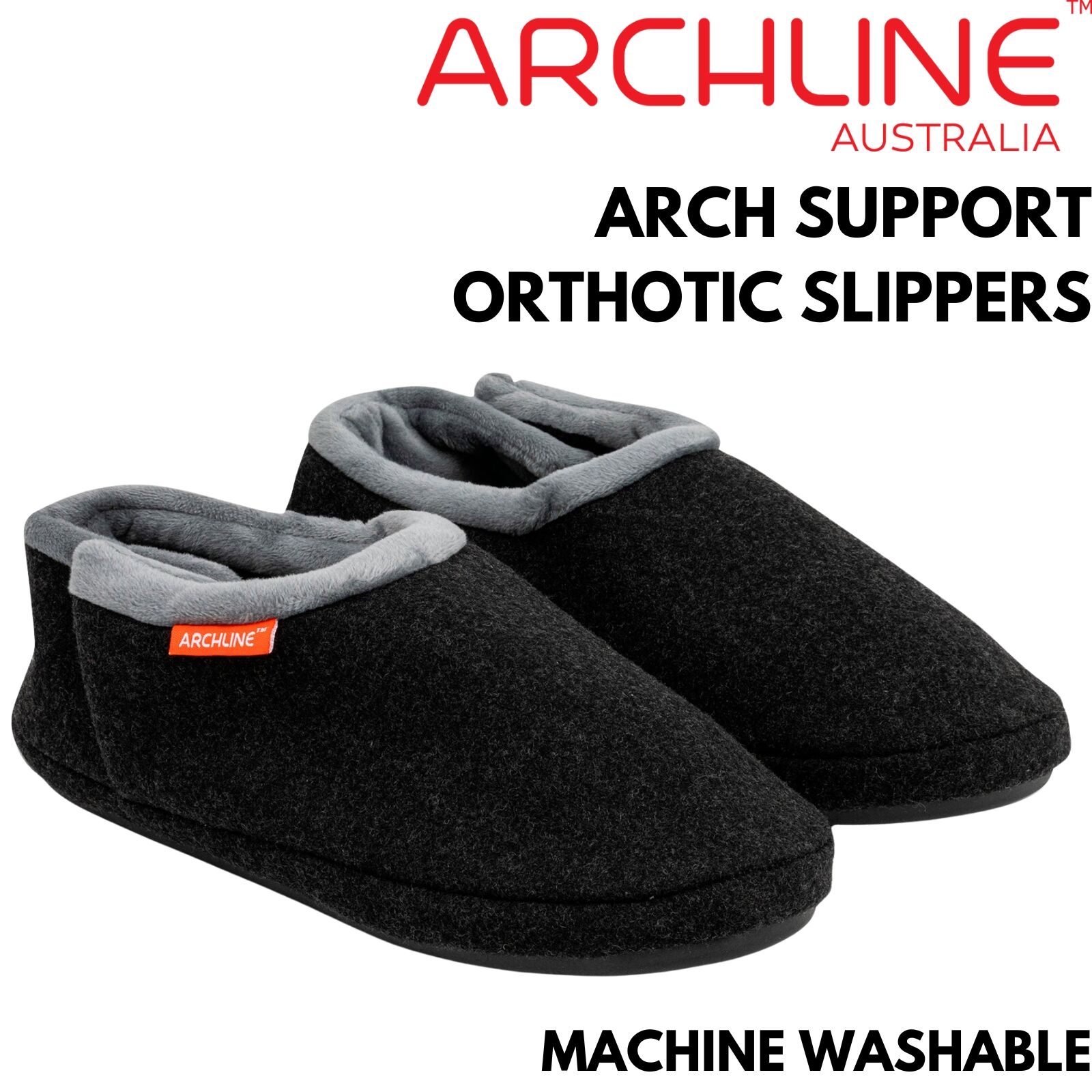 ARCHLINE Orthotic Slippers CLOSED Arch Scuffs Orthopedic Moccasins Shoes in Charcoal Marle-1