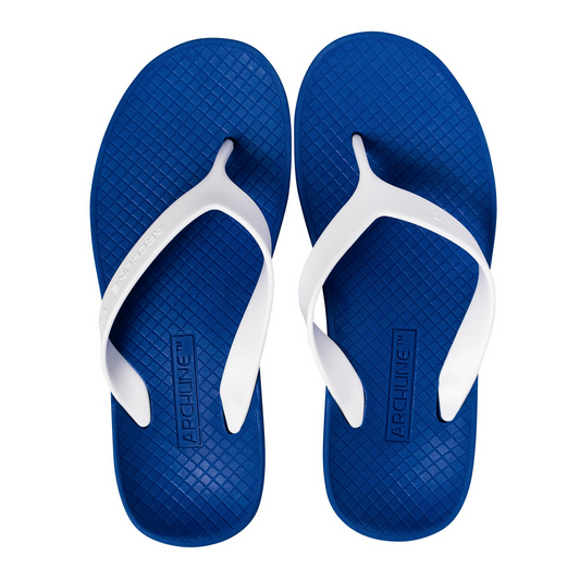 ARCHLINE Orthotic Thongs Arch Support Shoes Footwear Flip Flops Orthopedic - Blue/White-0