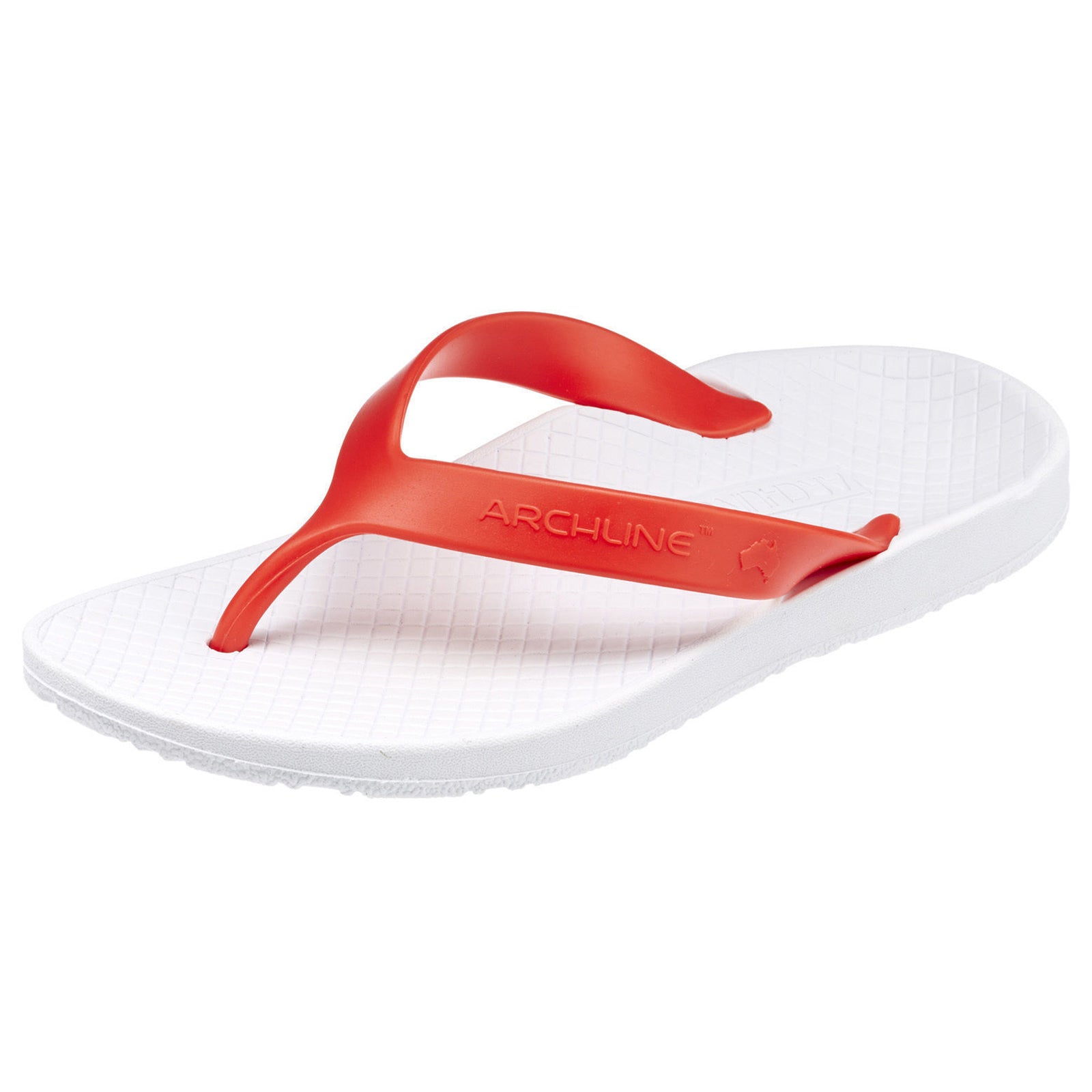 ARCHLINE Orthotic Thongs Arch Support Shoes Footwear Flip Flops Orthopedic - White/Red-11