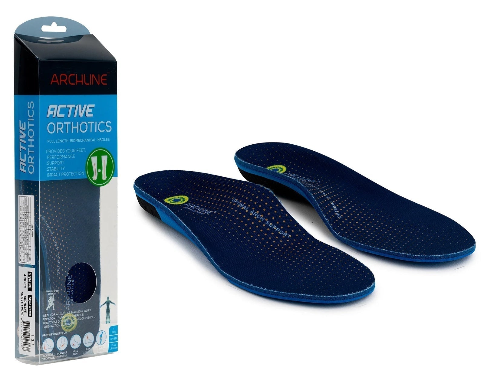 Archline Active Orthotics Full Length Arch Support Pain Relief - For Sports & Exercise-0