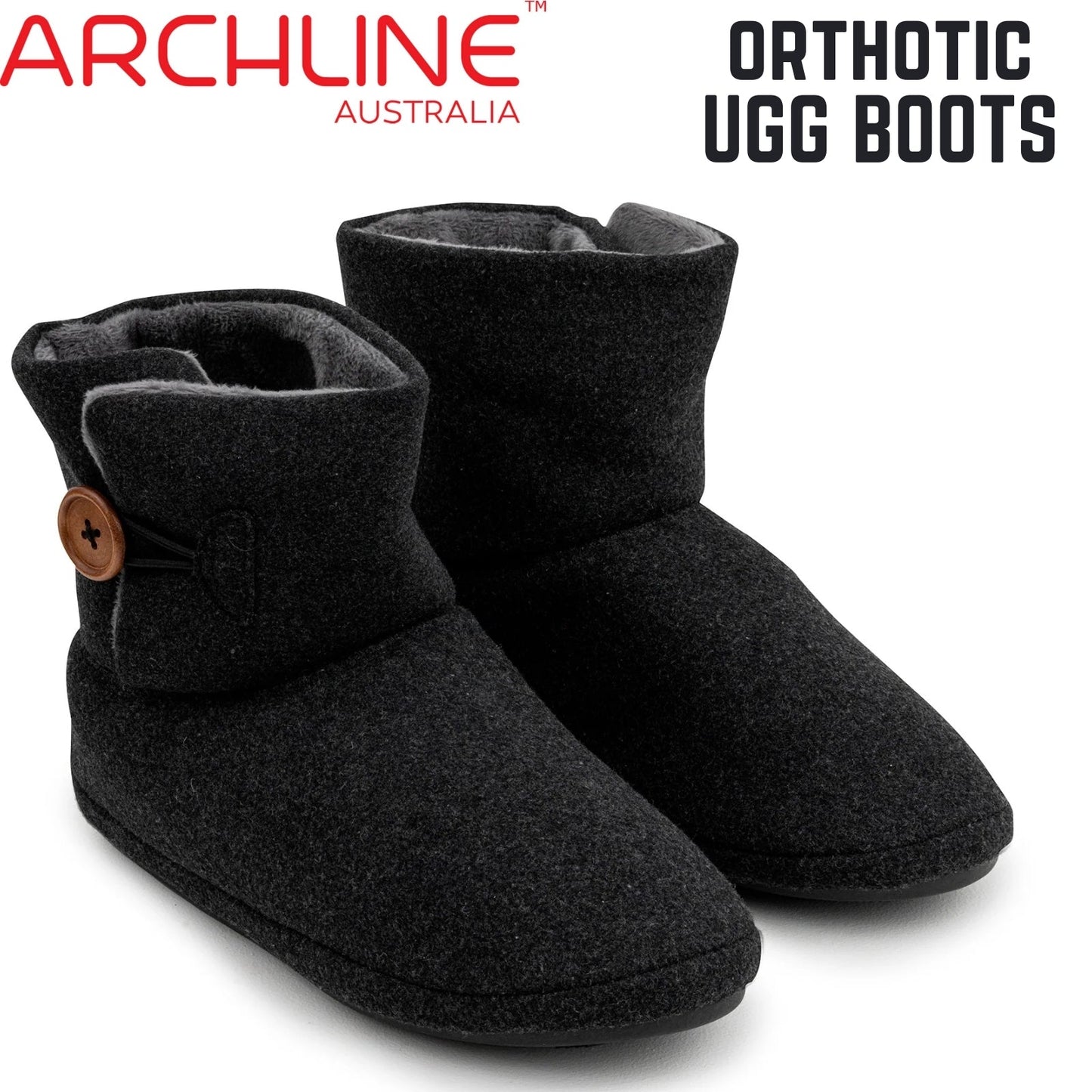 Archline Orthotic UGG Boots Slippers Arch Support Warm Orthopedic Shoes - Charcoal-1