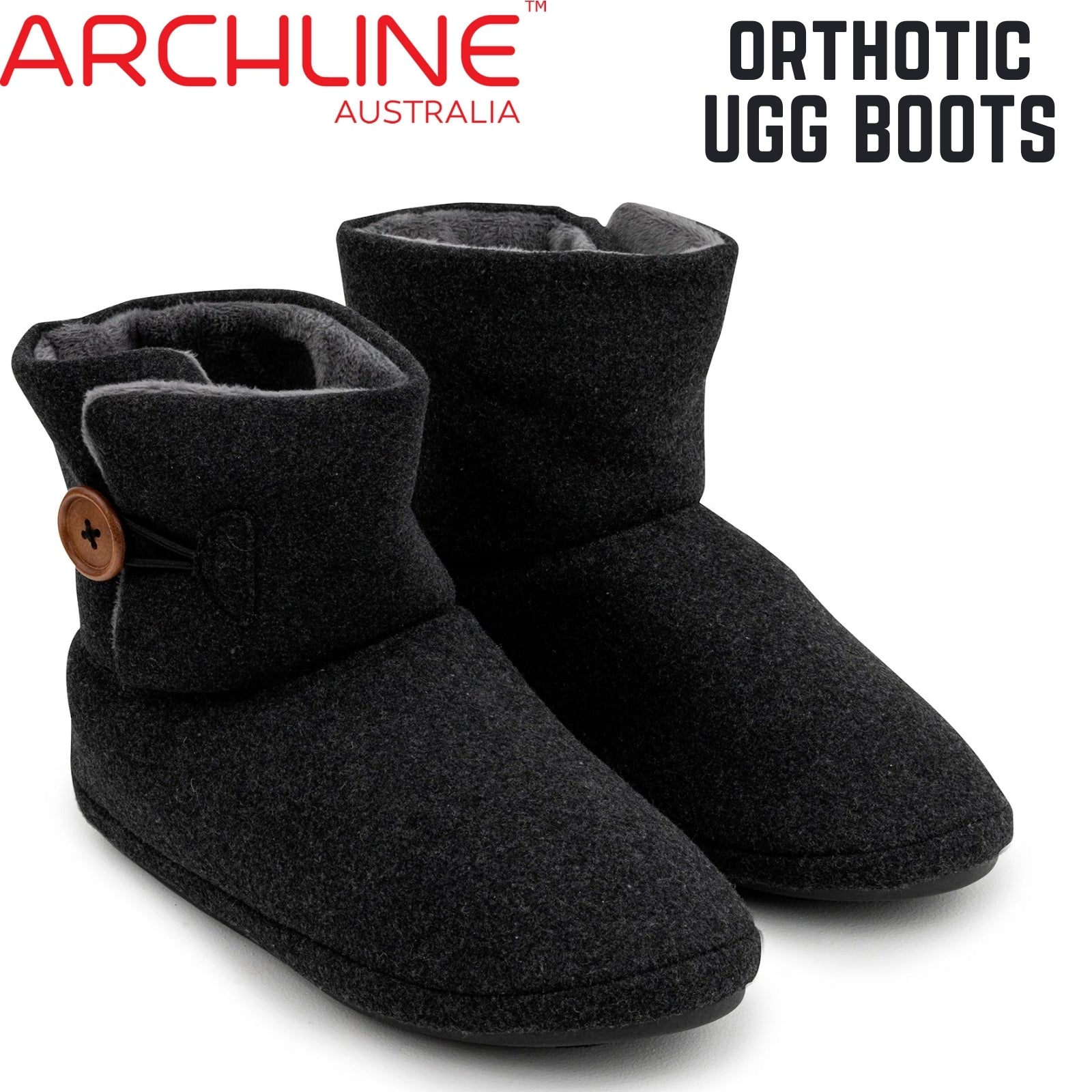 Archline Orthotic UGG Boots Slippers Arch Support Warm Orthopedic Shoes - Charcoal-1