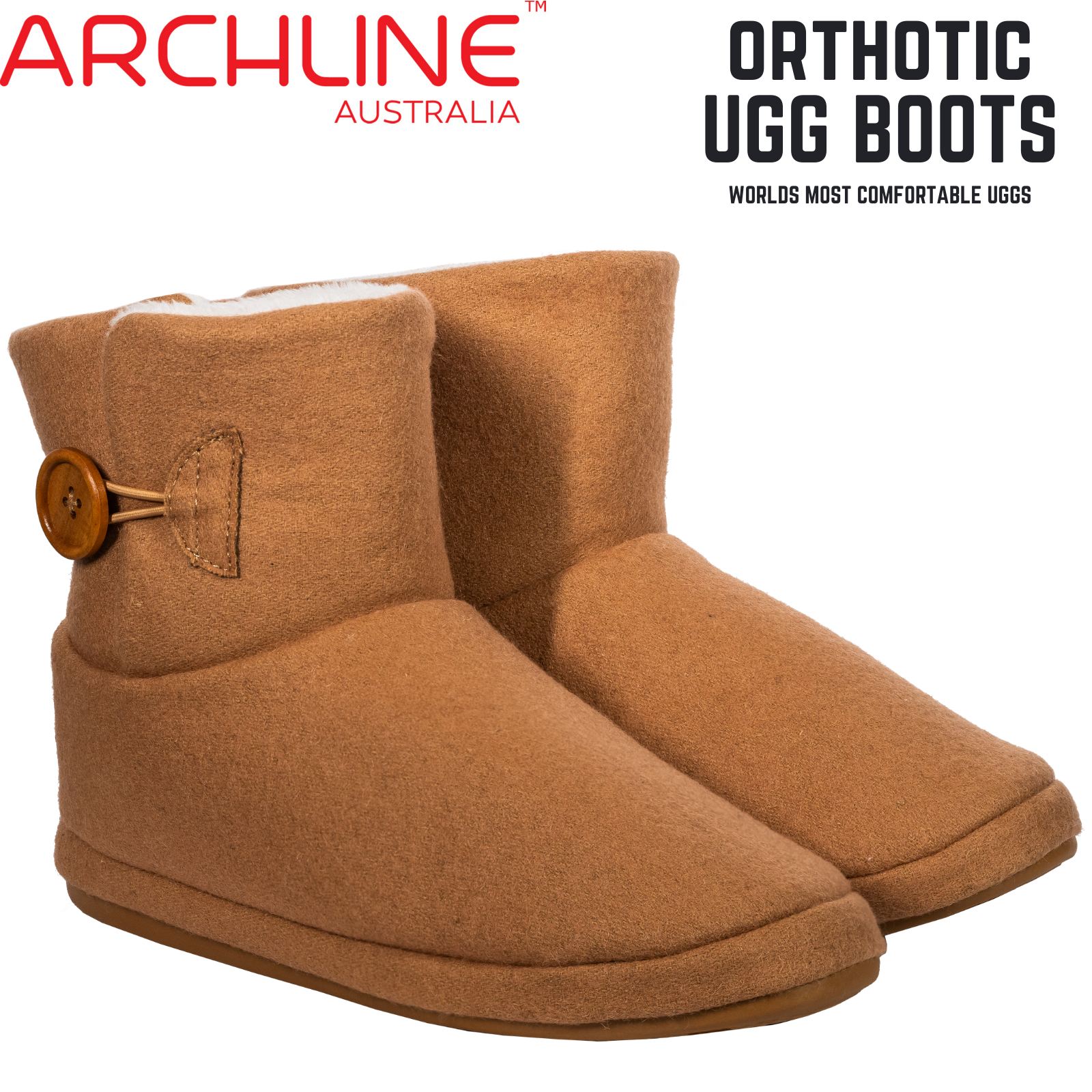 Archline Orthotic UGG Boots Slippers Arch Support Warm Orthopedic Shoes - Chestnut-1