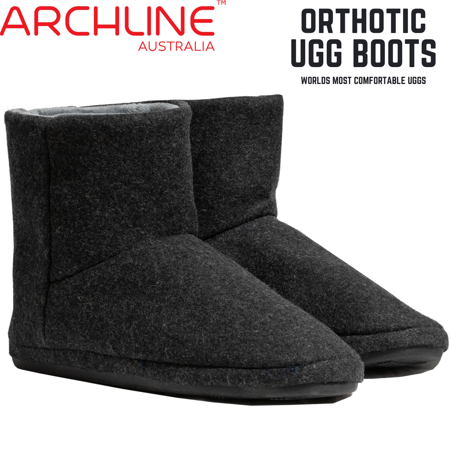 Archline Orthotic UGG Boots Slippers Arch Support Warm Orthopedic Shoes - Black-1