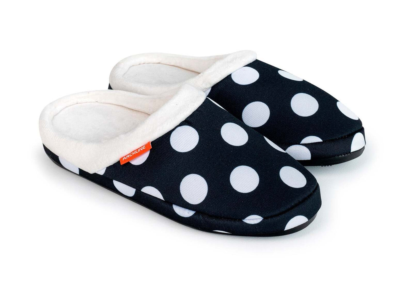 ARCHLINE Orthotic Slippers Slip On Arch Scuffs Pain Relief Moccasins - Polka Dots-1