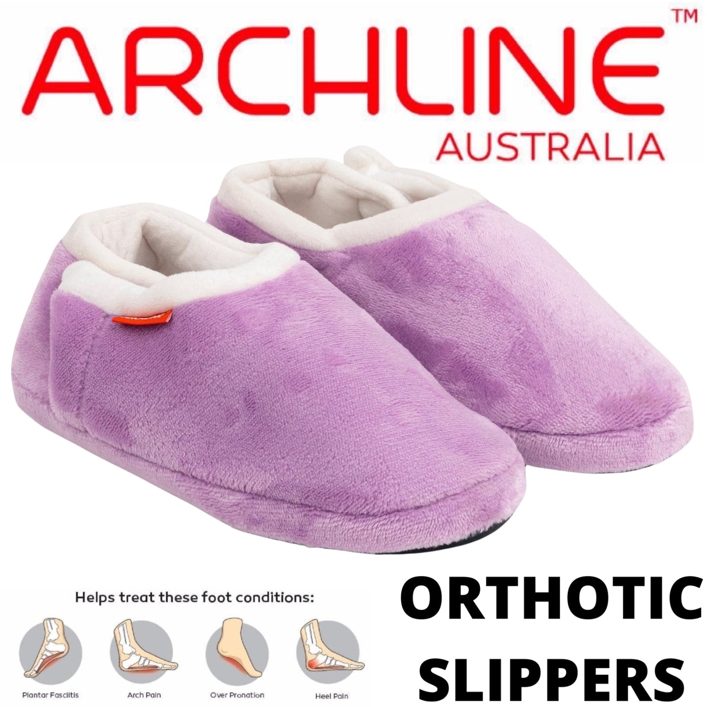 ARCHLINE Orthotic Slippers CLOSED Arch Scuffs Pain Relief Moccasins - Lilac-1