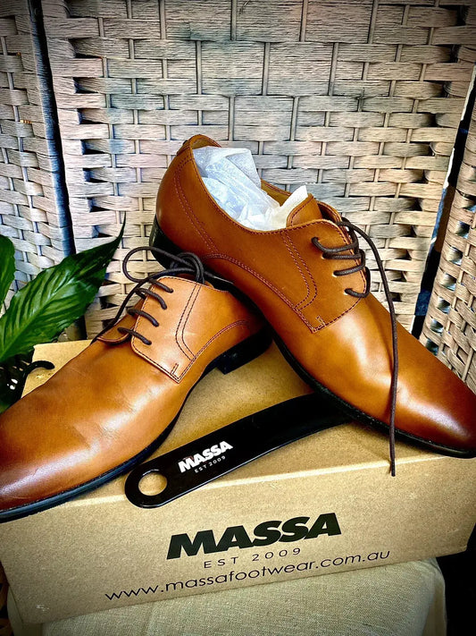 Massa Ascoli Leather Derby Dress Lace Up Shoes Wedding Business Formal in Tan-0