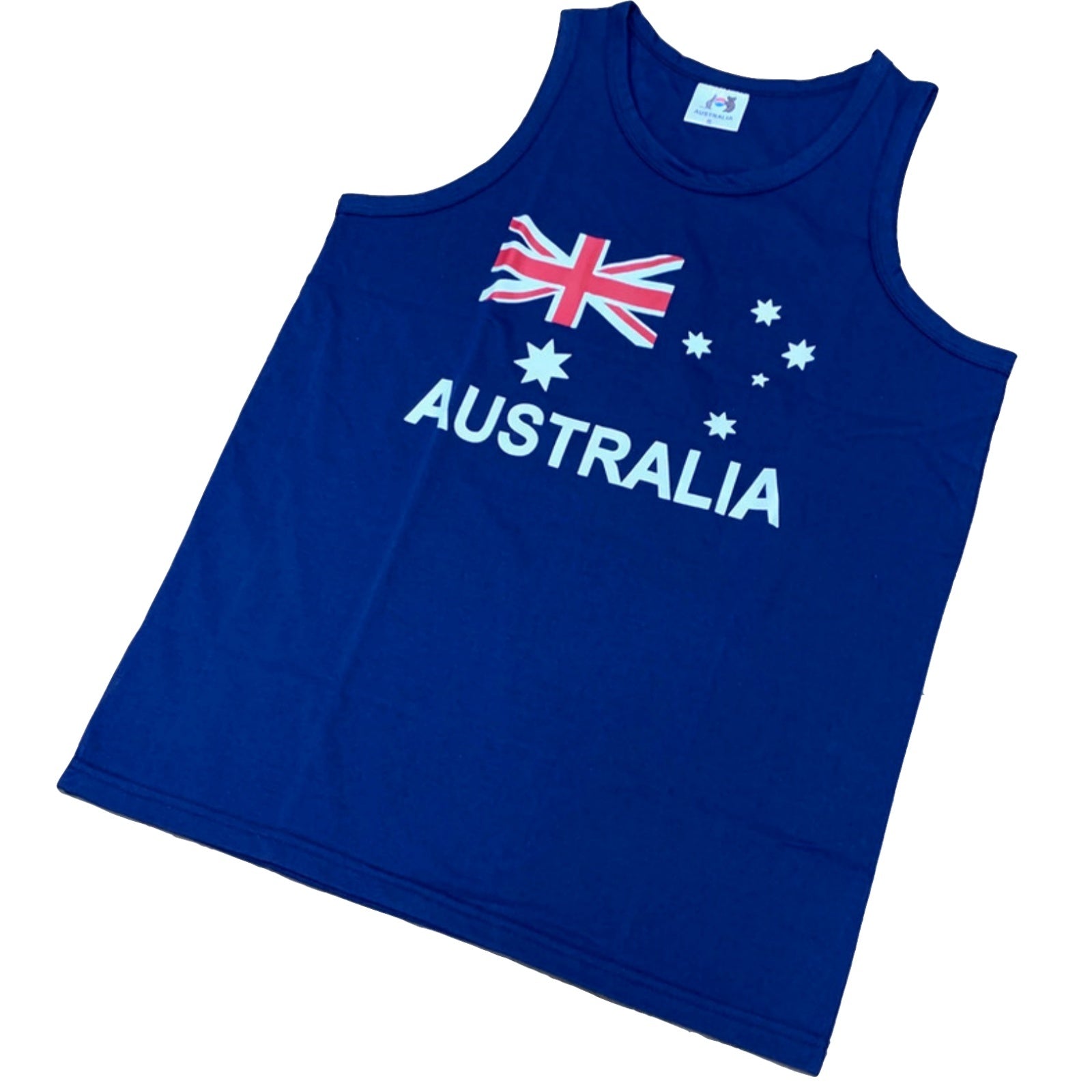 Adult AUSTRALIAN Singlet Australia Day 100% COTTON Souvenir Tank Top Flag - Blue-3