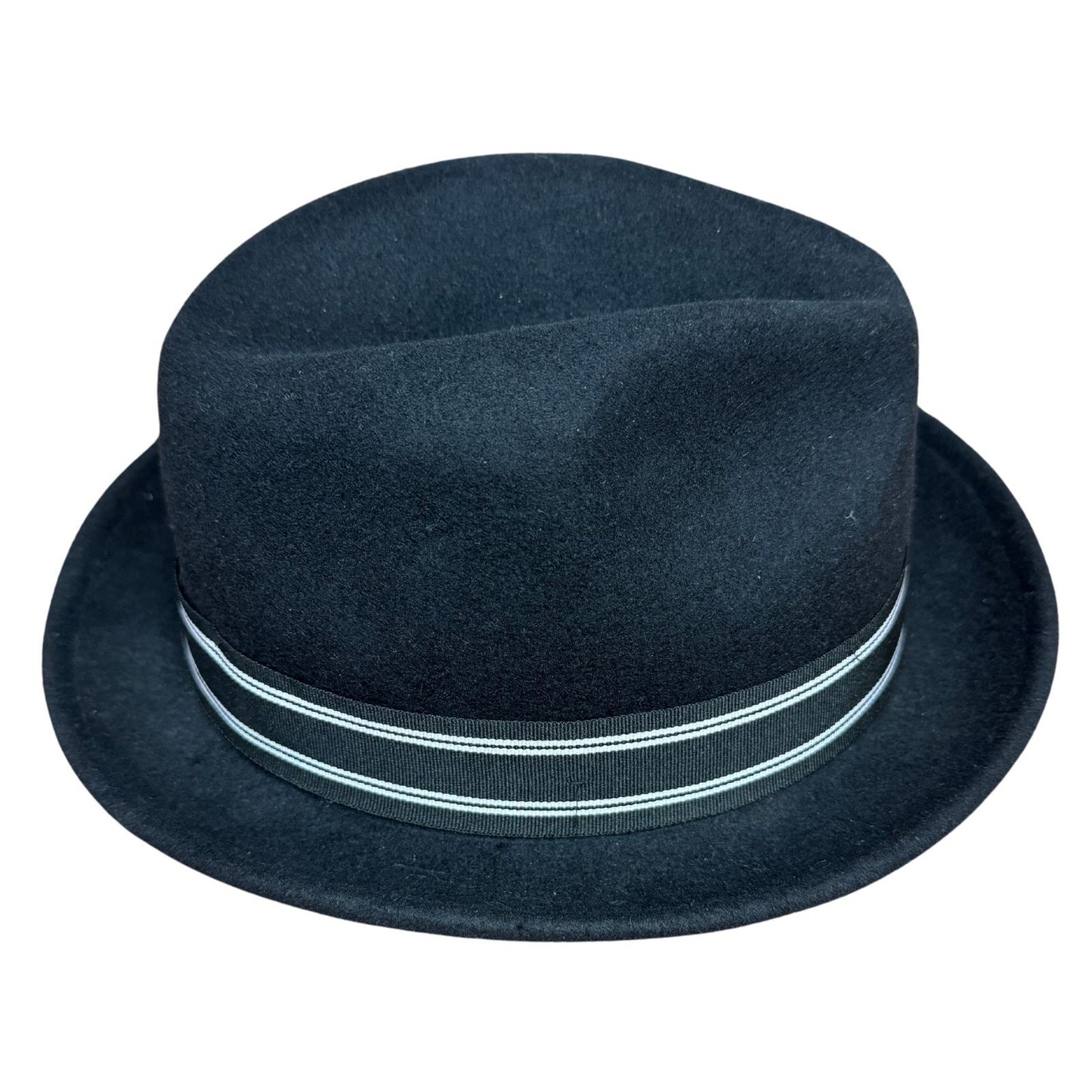 Mens 100% Wool Trilby Fedora Hat in Navy with Ribbon-4