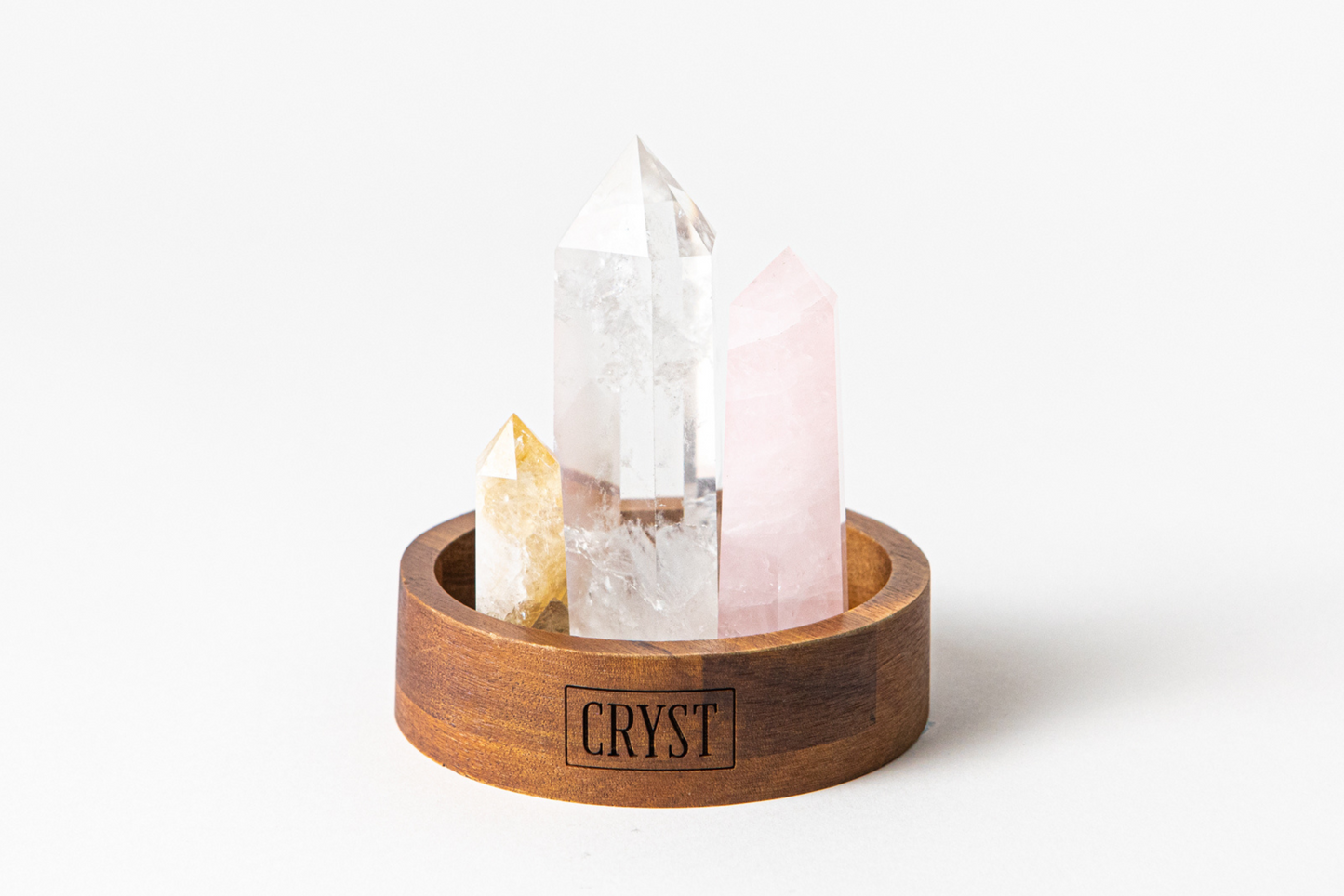 Abundance Crystal Trio - Citrine, Rose Quartz + Clear Quartz-2