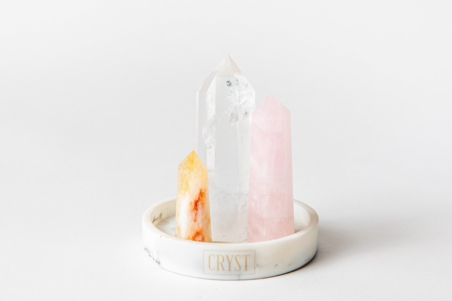 Abundance Crystal Trio - Citrine, Rose Quartz + Clear Quartz-3