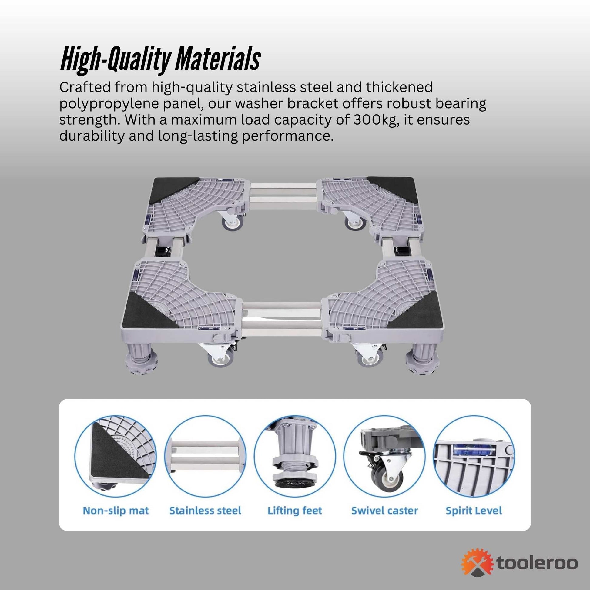 Adjustable Appliance Base Stand - Lock Wheel Trolley For Washing Machine Fridge-4