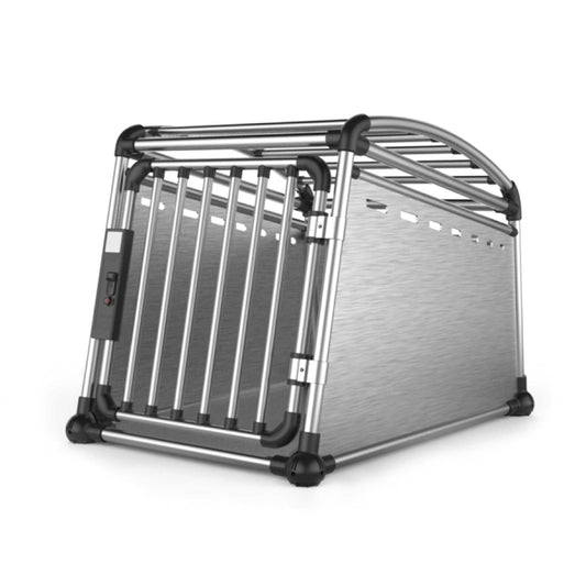 Aluminium Dog Travel Crate 56x65x77cm - Medium Pet Car Transport Cage Kennel Box-0