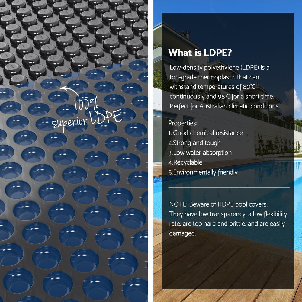 Aquabuddy Pool Cover 600 Micron 6.5x3m Swimming Pool Solar Blanket Blue Black-3