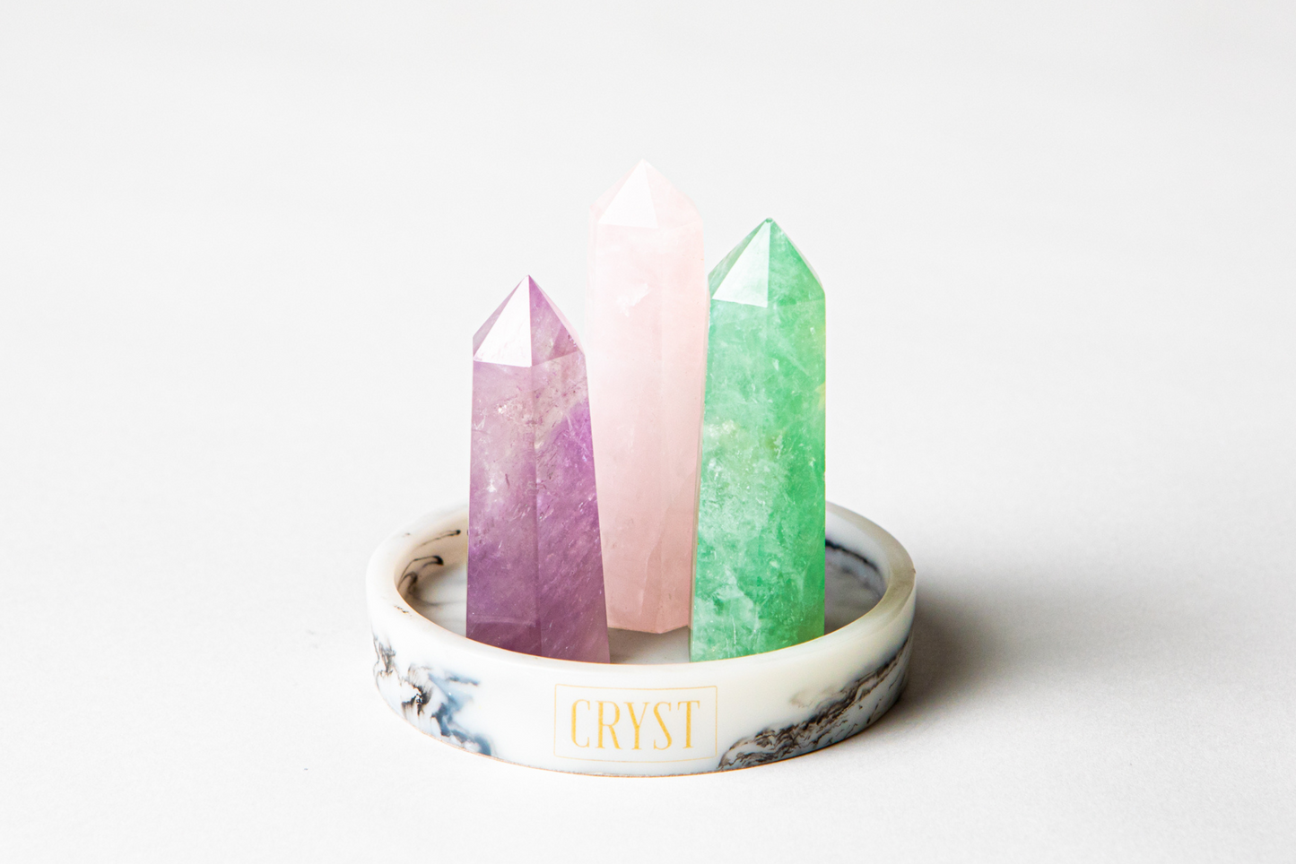 Aquarius Crystal Trio - Amethyst, Fluorite + Rose Quartz-2