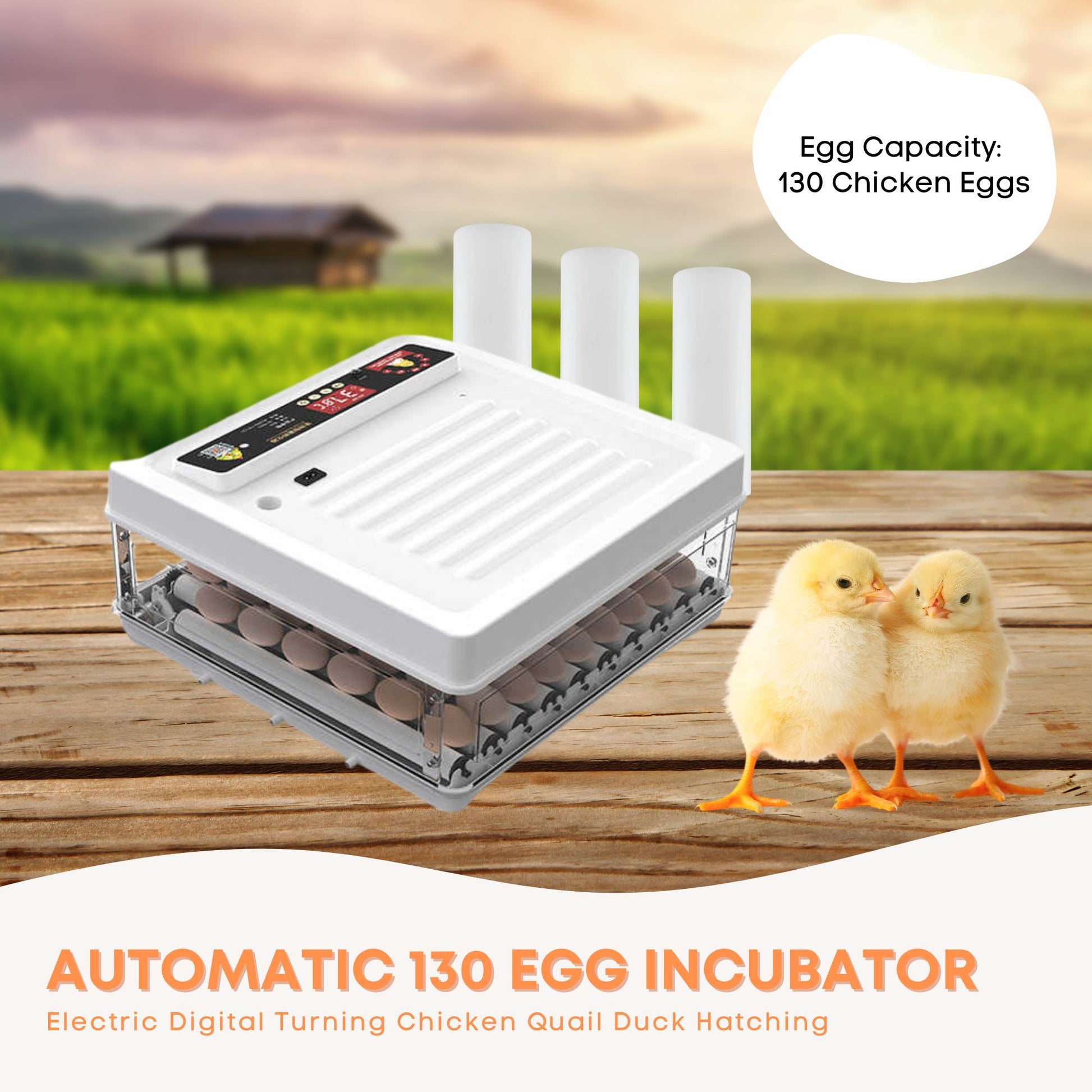 Automatic 130 Egg Incubator - Electric Digital Turning Chicken Quail Duck Hatching-1