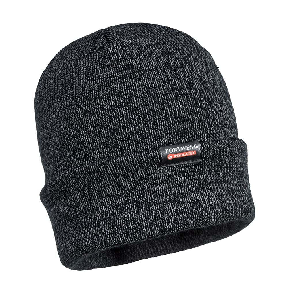 Portwest Reflective Knit Beanie Warm Winter Hi Vis High Visibility Workwear - Black-1