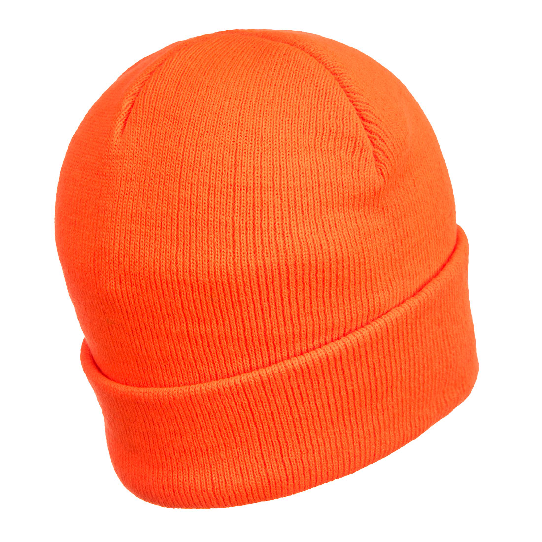 PORTWEST Beanie with LED Head Light USB Rechargeable Camping Cycling Workwear Hat - Hi Vis Orange-2