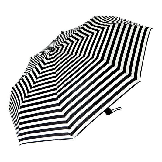6x Brellerz Wind Resistant 8 Rib Basic Folding Compact Umbrella in Black/White Stripe