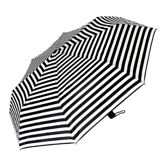 6x Brellerz Wind Resistant 8 Rib Basic Folding Compact Umbrella in Black/White Stripe