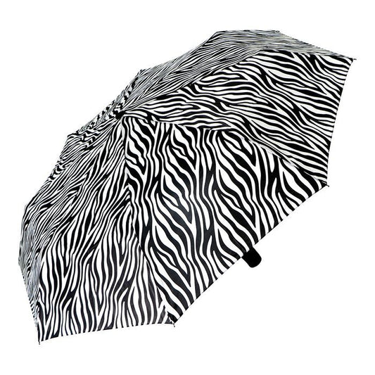 6x Brellerz Basic Wind Resistant Folding Compact Umbrella in Black/White Zebra