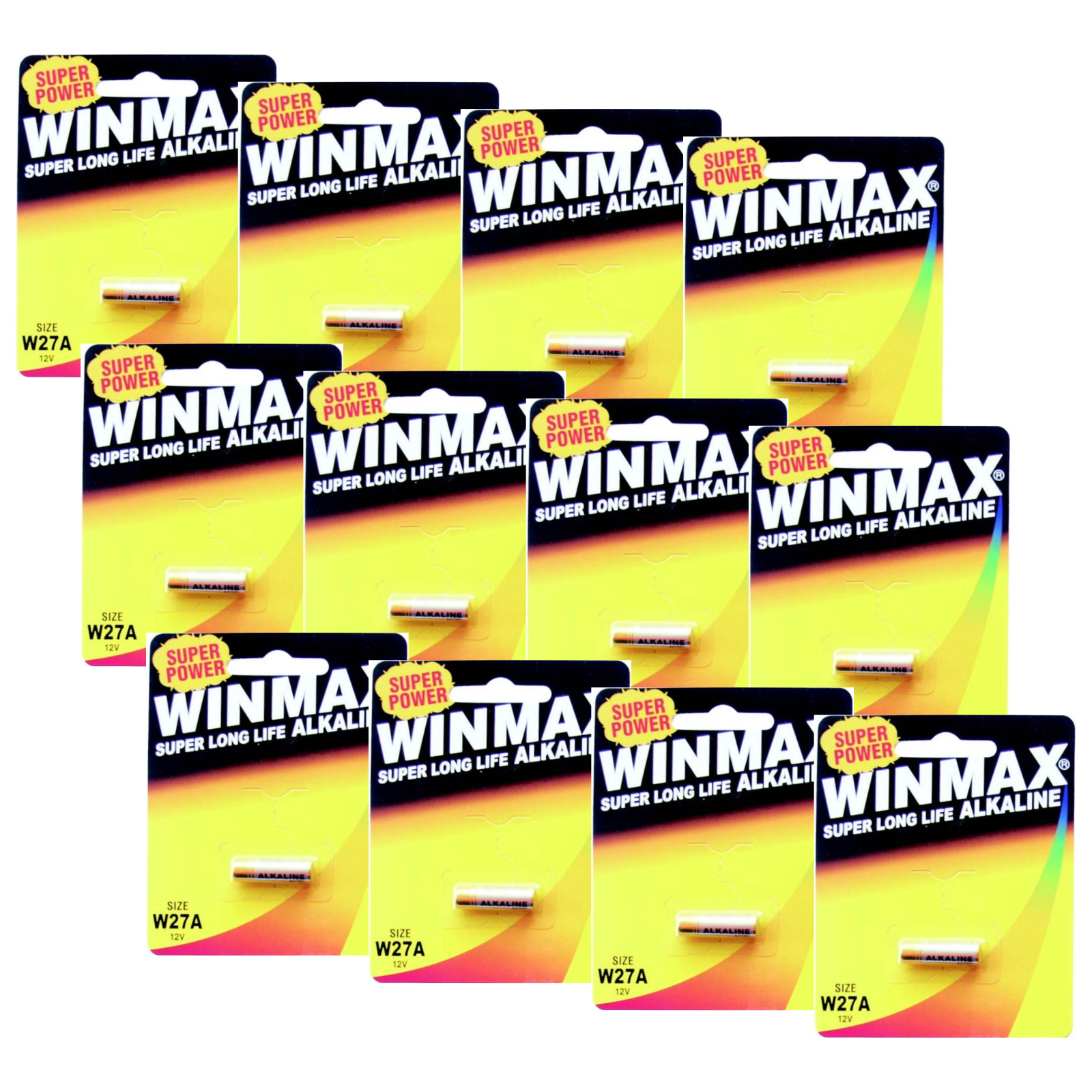 Size W27A Alkaline Battery Super Long Life 12V Battery - 12 Packs-0
