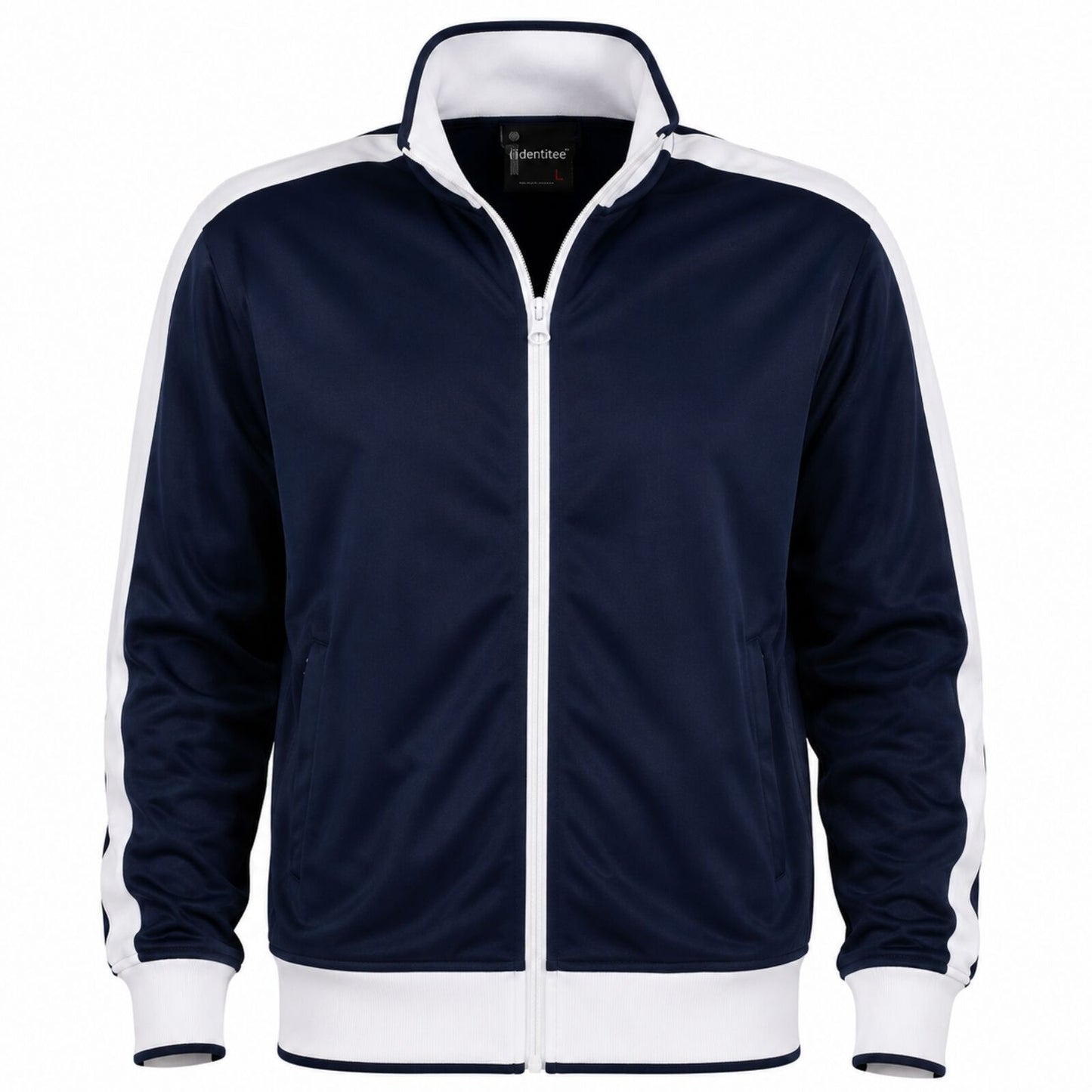 Identitee Mens Varsity Tracksuit Top Jacket - Navy/White (Long Sleeve Warm Winter Jumper)-3
