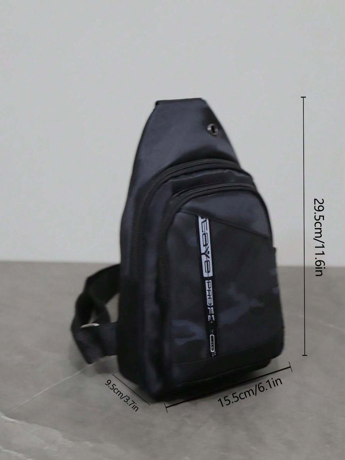 Mens Crossbody Sling Casual Chest Bag in Black-3