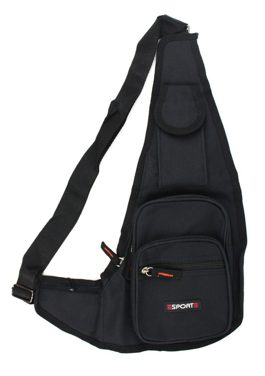 Black Crossbody Bag Sling Shoulder Bag Chest Travel Sport Backpack Pack-0