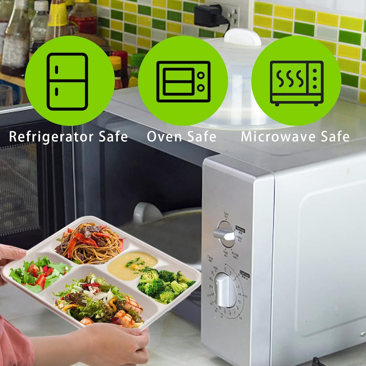 240pcs Sugarcane Bagasse DEEP 5 Compartment Lunch Paper Tray Plates 28x22cm Bulk-2