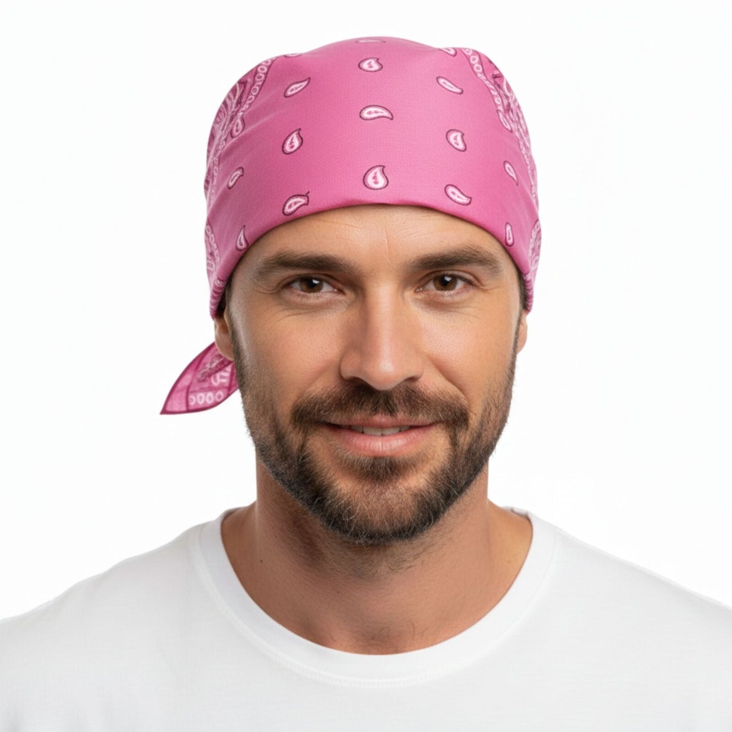 BANDANA Paisley 100% COTTON Head Wrap Durag Bandanna Summer Biker Scarf Mask - Light Pink