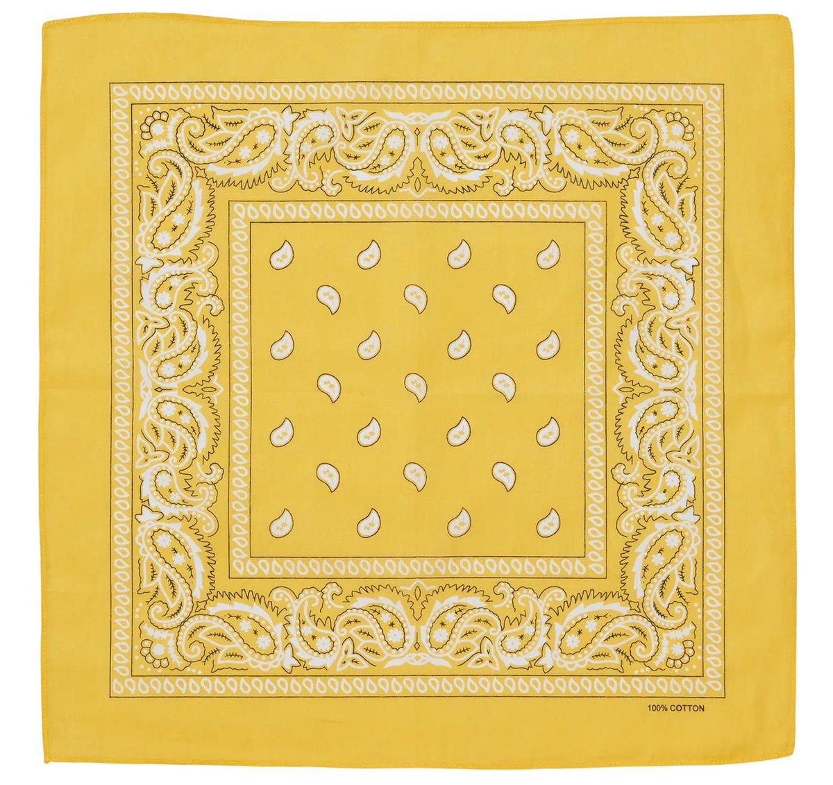 BANDANA Paisley 100% COTTON Head Wrap Durag Bandanna Summer Biker Scarf Mask - Yellow
