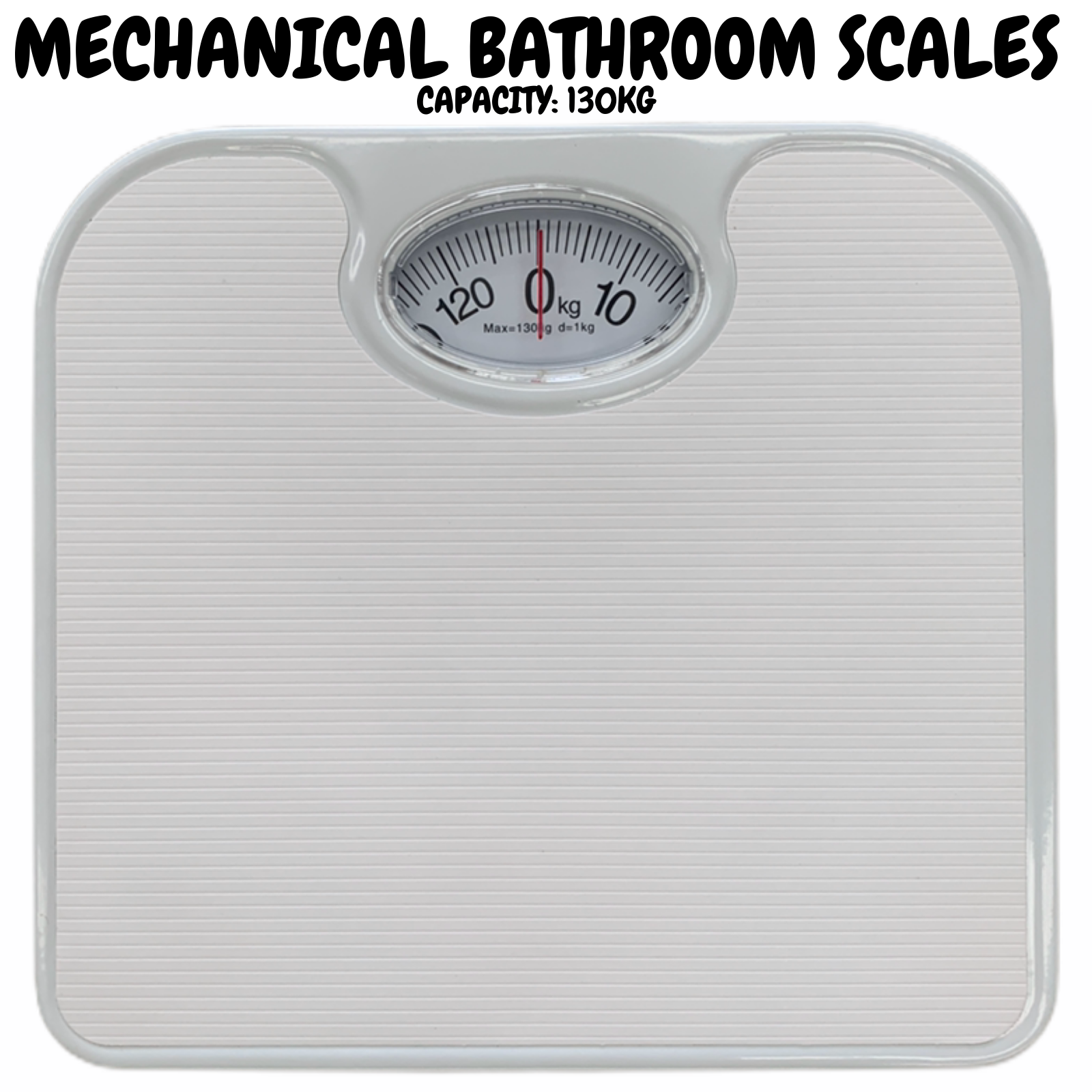 130kg BR Home Mechanical Bathroom Scales Weight Checker Kilo Kg Kilograms - White-1