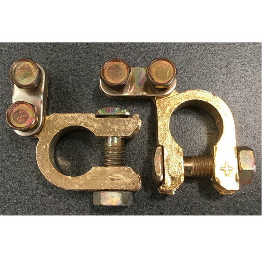2pcs Battery Terminal Clamp Replacement Clips Brass Connector Auto Car Durable-0