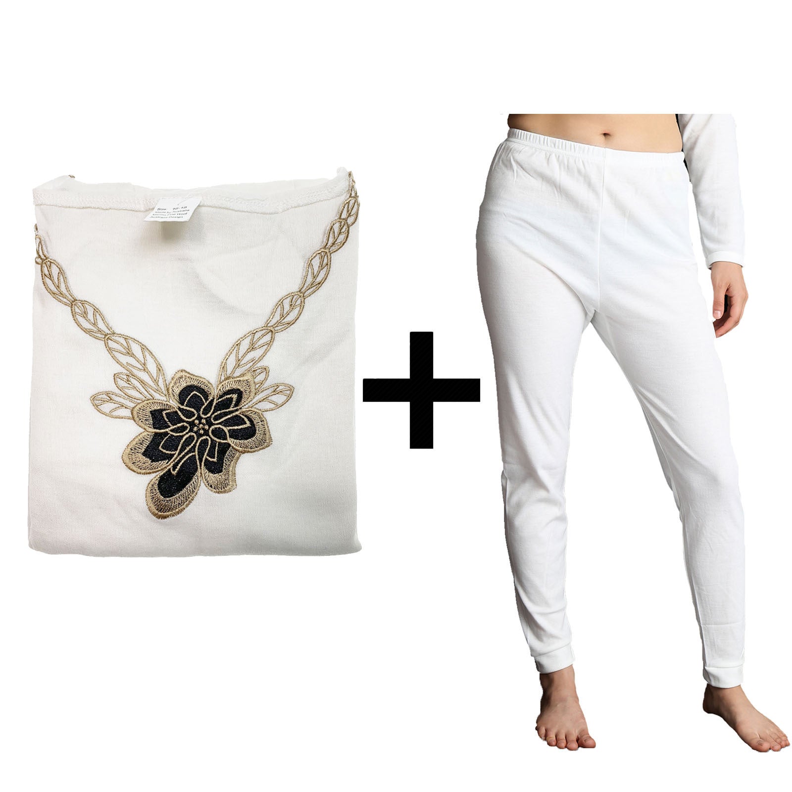 2pcs Set Womens Merino Wool Blend Pants & Top Underwear Leggings Thermal Thermals-7