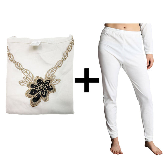 2pcs Set Womens Merino Wool Blend Pants & Top Underwear Leggings Thermal Thermals-10