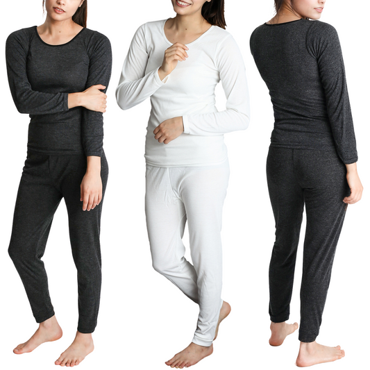 2pcs Womens Merino Wool Blend Top & Pants Thermal Set Leggings Long Johns Underwear-0