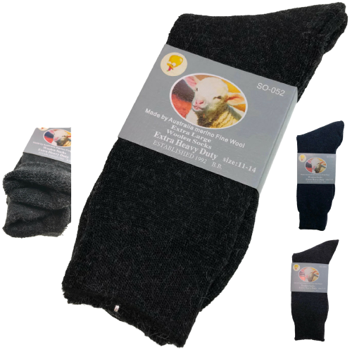 3 Pairs Merino Wool Blend Woolen Work Socks Hiking Heavy Duty Warm Thermal-0