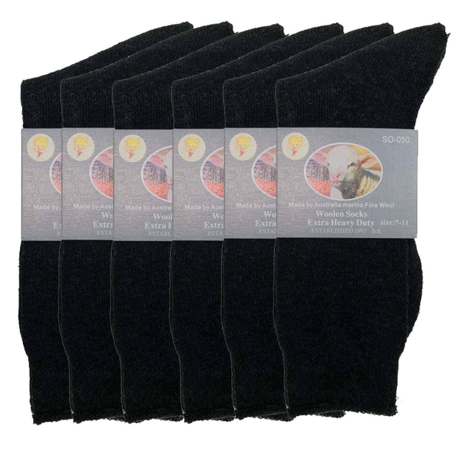 6 Pairs Merino Wool Blend Woolen Work Socks Hiking Heavy Duty Warm Thermal Bulk-8
