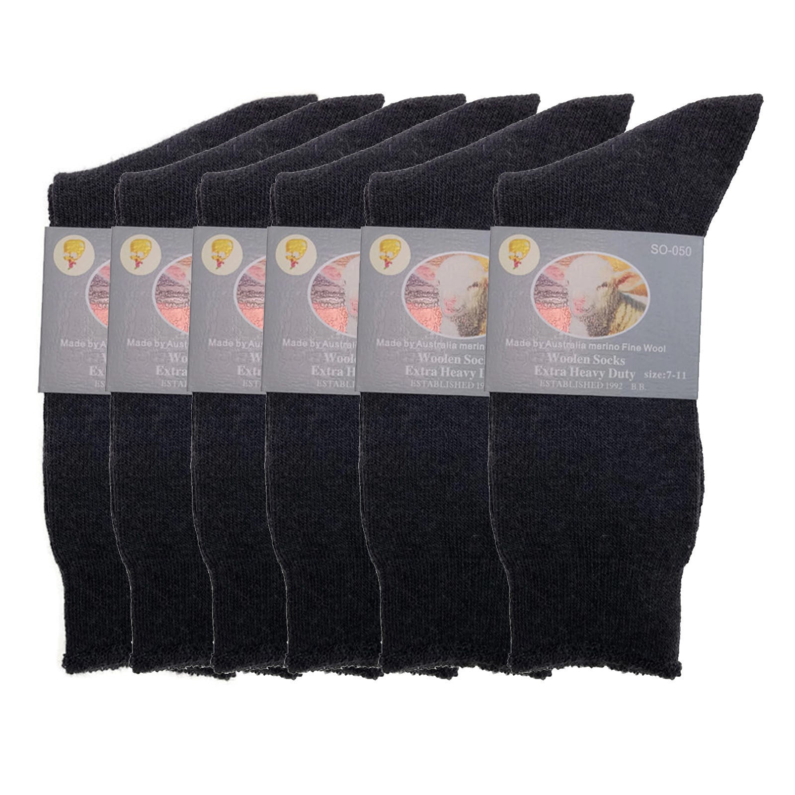 6 Pairs Merino Wool Blend Woolen Work Socks Hiking Heavy Duty Warm Thermal Bulk-5