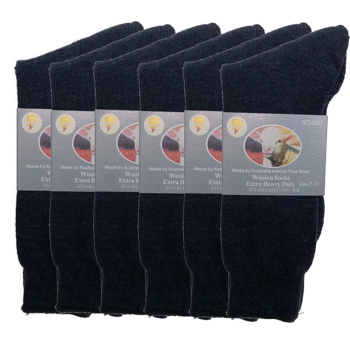 6 Pairs Merino Wool Blend Woolen Work Socks Hiking Heavy Duty Warm Thermal Bulk-7