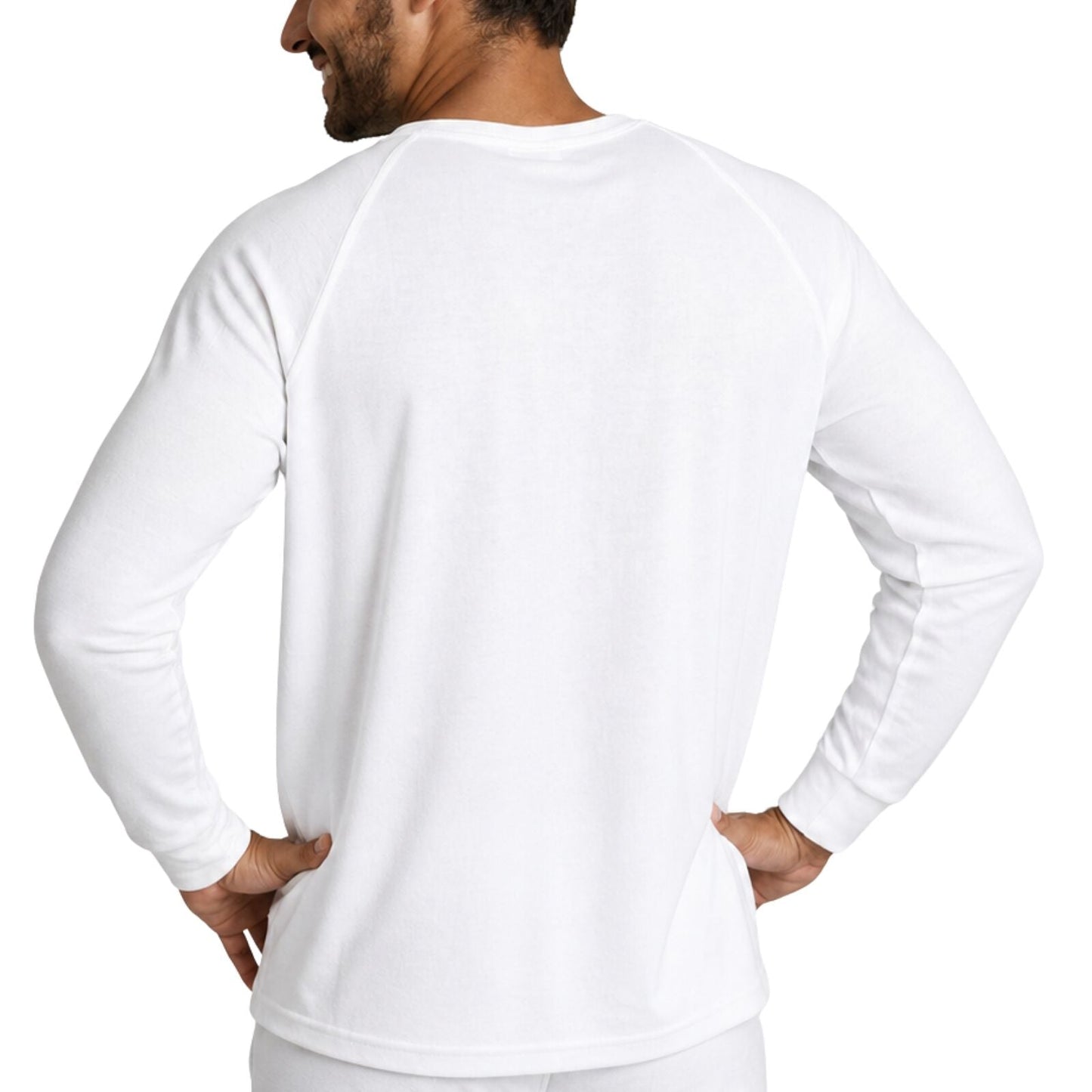 Mens Merino Wool Blend Thermal Long Sleeve Top - Beige (Base Layer Underwear)-3