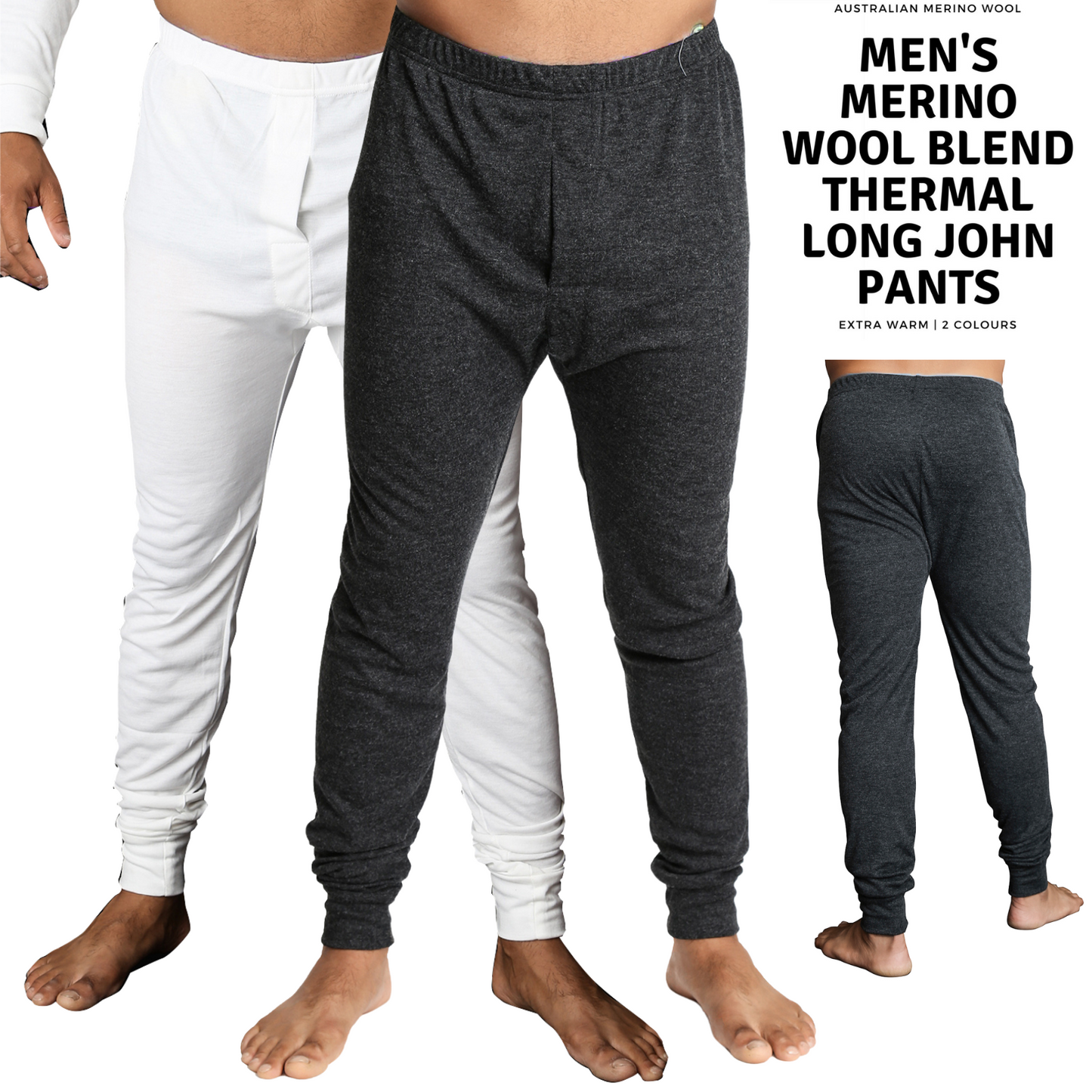 Mens Merino Wool Blend Long John Thermal Pants Underwear Thermals Warm Winter-1
