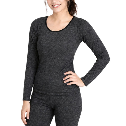 Womens Merino Wool Blend Thermal Long Sleeve Top - Black (Spencer Base Layer)-0
