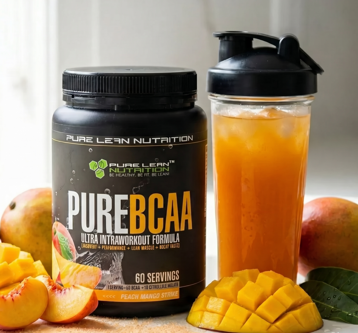 420g Pure BCAA Intra Workout 60 Serves Branch Chain Amino Acids Recovery in Peach Mango